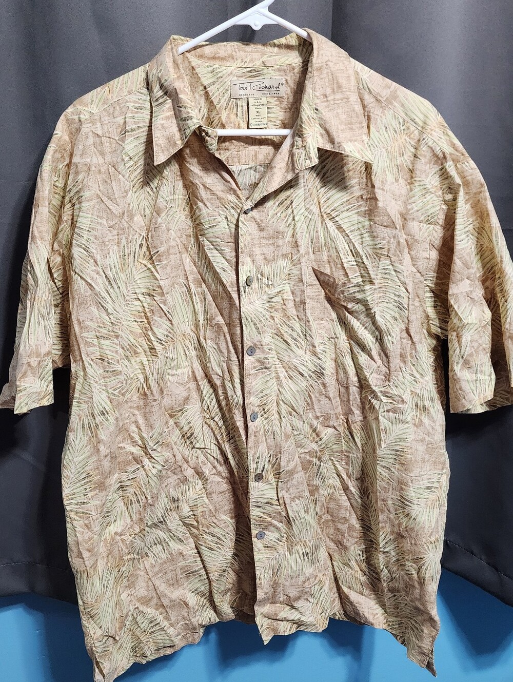 Tori Richard Men's XL Cotton Lawn Hawaiian Shirt Made in USA Palm Print